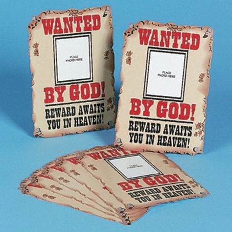 Western Theme Card | Wanted By God!" Photo Frame Cards | Western Theme Event Farm Vbs, Western Vbs, Holiday Hoedown, School Keepsake, Scout Crafts, Cowboy Crafts, Wild West Theme, Vbs Themes, Western Crafts