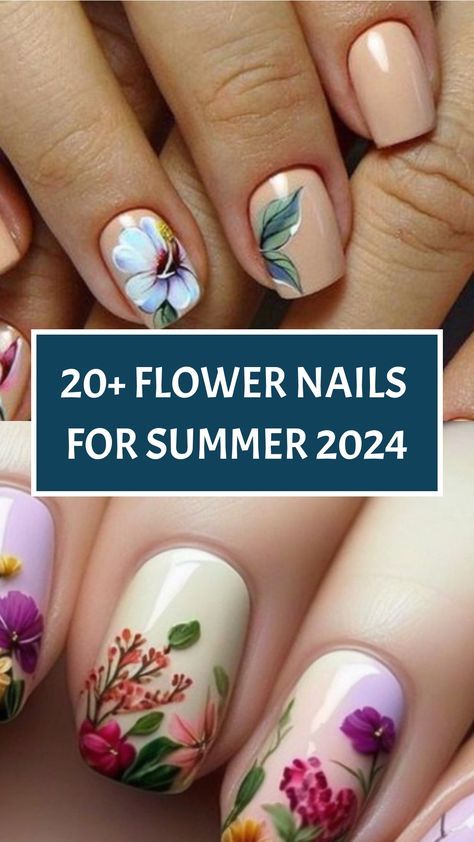 Discover the latest craze of flower summer nails in 2024 to level up your nail game. Embrace tropical prints, delicate floral designs, or detailed bouquets to embody summertime vibes. Share your stunning flower summer nail art creations by tagging them #ChicFlowerNails2024 and be part of a community passionate about this stylish, nature-inspired trend. Let's motivate each other with chic and marvelous flower summer manicures! Share your creativity and connect with like-minded nail enthusiasts. Tropical Floral Nails, 2024 Nail Art Trends, Flower Design On Nails, Short Floral Nails, Wild Flower Nails, Floral Nails Designs, Flower Summer Nails, Summer Floral Nails, Tropical Flower Nails