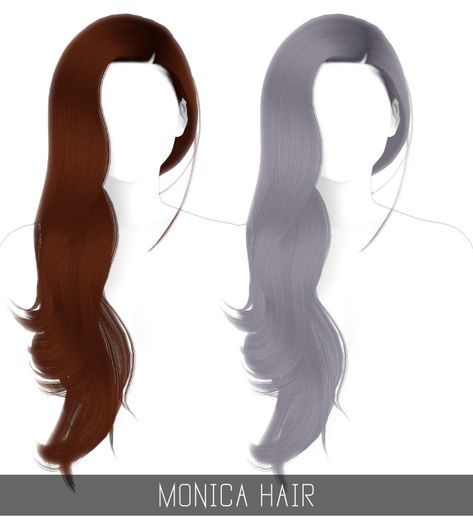 Sims 4 Cc Long Hair, Monica Hair, Side Swept, Sims 4 Cc, The Sims, Sims 4, Long Hair Styles, Map, Hair Styles