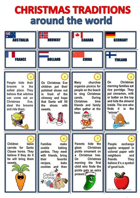 Around The World Worksheets, Christmas Traditions Around The World, Traditions Around The World, English Christmas, Christmas Teaching, Christmas Around The World, Christmas Worksheets, Celebration Around The World, Holidays Around The World