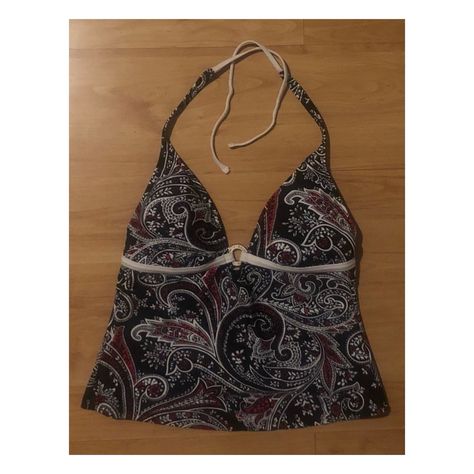 Paisley Tankini Top. Black White And Red Paisley With Brand Metal Detail Ring. Size 12. This Is Nwt However The Bottoms Are Not With It. Beachy Clothes, Cute Tankini, Yellow Swimsuits, Tankini Swimsuits For Women, Red Paisley, Paisley Top, Metal Detail, Cute Swimsuits, Wardrobe Style