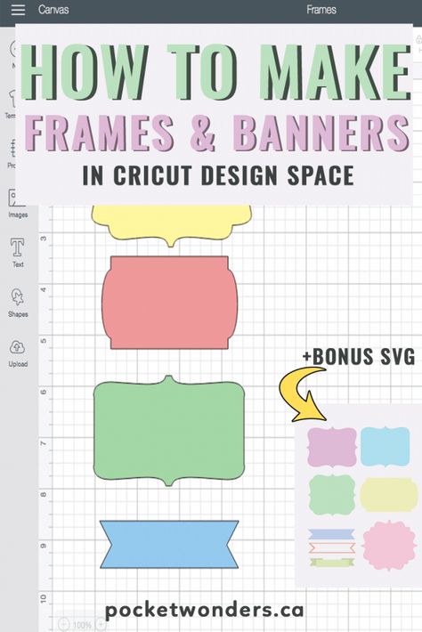 Free Svg Frames And Borders, Free Banner Svg Files For Cricut, How To Make A Sign With Cricut, Banner Svg Free Cricut, Banners And Frames, Cricut Tricks, Canva Cricut, Make Your Own Banner, Word Blocks