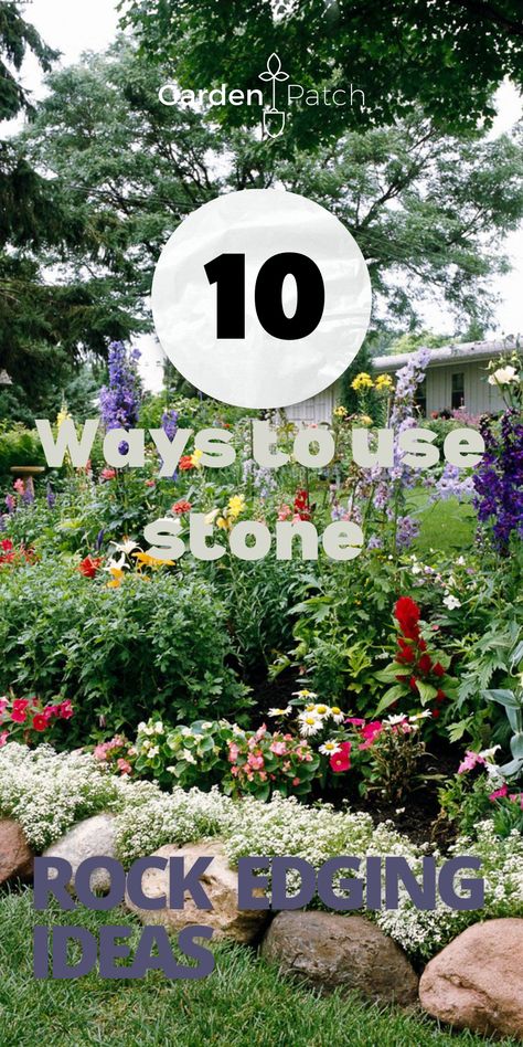 Let’s get some inspiration first for using rock and stones as integral part of your garden edging design. After that, we will look at common questions about stones and how to fix them. Field Stone Edging, Rock Borders Edging, Garden Edging Stones, Rock Edging, Rock Flower Beds, Stone Flower Beds, Rockery Garden, Stone Edging, Garden Patch