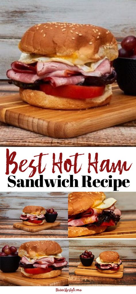 Best Hot Ham Sandwich Recipe with Fried Egg and Cheese Ham Steak Sandwiches, Best Hot Ham And Cheese Sandwich, Hot Ham Sandwich Recipes, Hot Ham And Cheese Sandwiches, Hot Ham Sandwiches, Best Ham Sandwich, Ham Sandwich Recipes, Tasty Sandwiches, Fried Ham