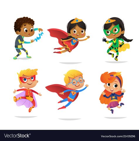 Flower Costumes, Super Hero Kids, Bee Cartoon, Superhero Kids, Blank Sign, Children Cartoon, Kids Vector, Happy Cartoon, Apple Shaped