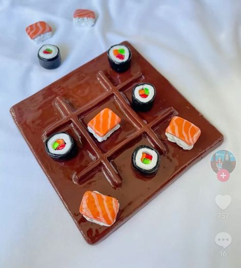 Spice Up Your Date Evening with These Simple Clay Concepts- #Clay #Date #Easy #Ideas #Night #Spice Check more at https://howcandothis.com/diyideas/spice-up-your-date-evening-with-these-simple-clay-concepts/ Air Dry Clay Sushi, Sushi Clay Art, Tiktaktoe Clay, Tick Tack Toe Diy Clay, Pottery Tic Tac Toe, Diy Clay Crafts Ideas, Clay Tik Tak Toe Boards, Sushi Pottery, Ceramic Tic Tac Toe Board