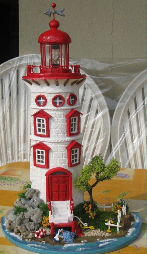 Art creativity and imagination Art painting Painting art Painting easy Lighthouse Crafts, Clay Fairy House, Clay Flower Pots, Clay Houses, Wine Bottle Art, Glass Bottles Art, Wine Bottle Diy Crafts, Fairy Garden Houses, Clay Pot Crafts