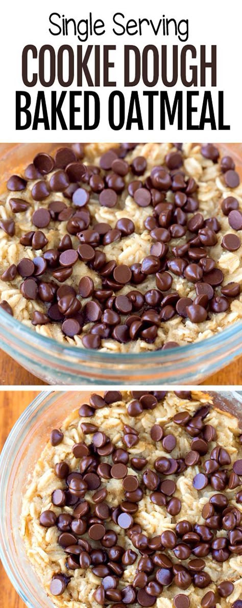 Oreo Smores, Single Serving Cookie Dough, Cookie Baked Oatmeal, Chocolate Chip Baked Oatmeal, Baked Oatmeal Recipes Healthy, Healthy Chocolate Chip Cookie, Baked Oatmeal Recipe, Healthy Oatmeal Recipes, Healthy Chocolate Chip Cookies