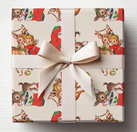 Vintage Retro Classic Christmas Gift Wrap, Christmas Wrapping Paper, Christmas Reindeer Gift Wrap, Wrapping, Christmas Gifts for Mom Wrapping Christmas Gifts, Classic Christmas Gifts, Gift Wrap Christmas, Reindeer Gifts, Christmas Gift Wrap, Vintage Wrapping Paper, Wrapping Paper Christmas, Paper Christmas, Holiday Gift Wrap