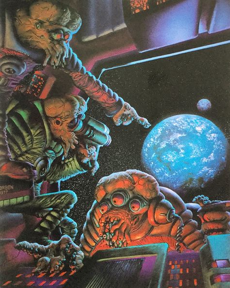 Art by Richard Corben for The Annual Worlds Best SF 1977. Image from The New Visions: A Collection of Modern Science Fiction Art (1982) Rich Corben, Richard Corben, 70s Sci Fi Art, Sf Art, Scifi Fantasy Art, Alien Creatures, Science Fiction Art, Arte Fantasy, Retro Futurism