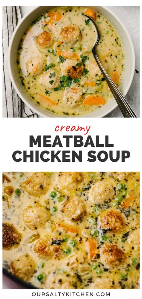 Quick Chicken Soup, One Pot Soup, Kid Friendly Soup, Chicken Meatball Soup, Meatball Soup Recipes, Chicken Meatball, Instant Family, Homemade Chicken Soup, Comfort Soup Recipes