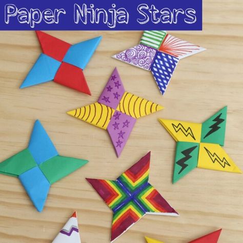 Paper Ninja Stars, Ninja Stars, Ninja Star, Folding Origami, Cool Paper Crafts, Crafts For Boys, Origami Art, Kids Entertainment, Origami Paper