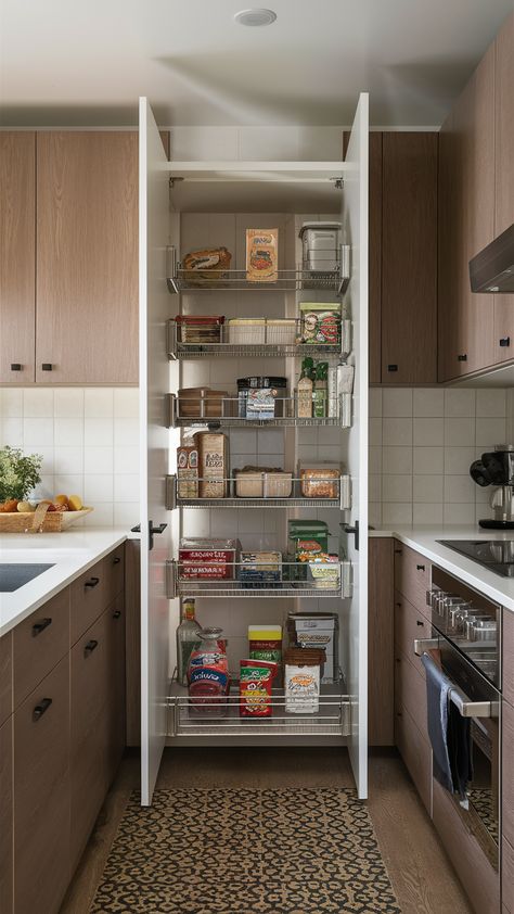 22 Tiny Kitchen Ideas for Small Apartments: Design, Organization, Layout, and Budget Inspiration Small Kitchen With Pantry, Tiny Kitchen With Island, Small Pantry Ideas, Small Breakfast Nook, Budget Inspiration, Tiny Kitchen Ideas, Apartments Design, Tiny Kitchen Remodel, Small Kitchen Pantry