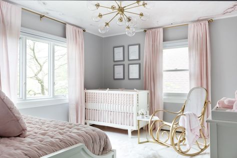 Pink Baby Room, Pink And Grey Room, Pink And Gray Nursery, Girl Nursery Pink, Fairytale Nursery, Kids Room Paint, Girl Nursery Room, Grey Nursery