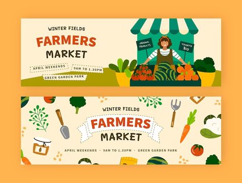 Market Banner, Farmers Market Logo, Farmer Market, Market Day, Food Backgrounds, Business Company, Vector Hand, Farmer's Market, Page Template