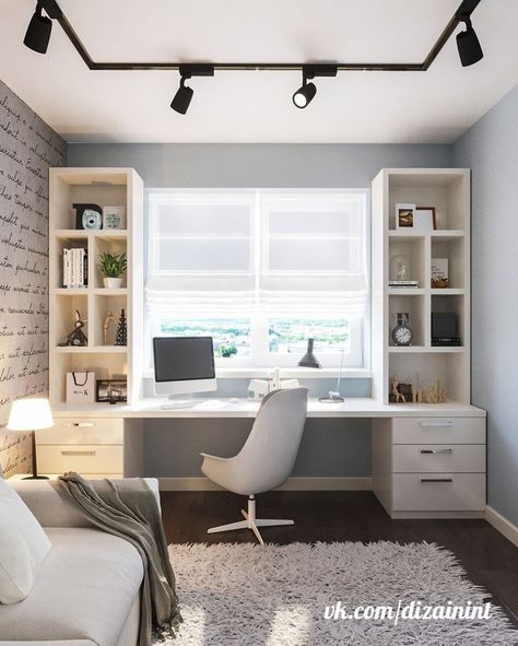 Small Bedroom Office Layout, Guest Room Office Combo, Guest Bedroom Home Office, Home Office Layouts, Guest Bedroom/office, Home Office/guest Room, Modern Home Offices, Rooms Design, Study Room Design