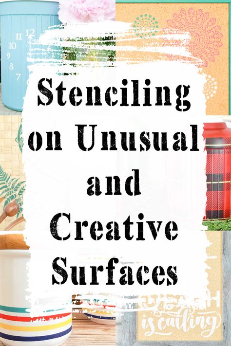 Stenciling on wood and walls is so yesterday. From sandpaper to bamboo, window screen to terracotta, there are SO MANY other surfaces to try stenciling on. Here are some fabulous and inventive ideas to play around with stencil art for your next project. Design For Stencil Printing, Stencil Furniture Ideas Diy Projects, Stencil Ideas Art, How To Stencil On Wood, Stenciling On Wood, Stencil Art Ideas, Stenciled Furniture Diy, Stencil On Wood, Decorative Metal Sheets