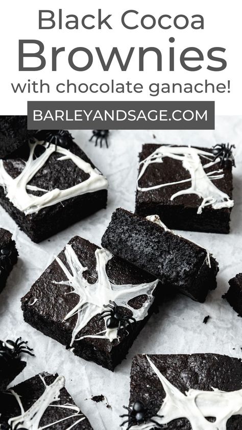 These black cocoa brownies are made with black cocoa powder and decorated with super easy marshmallow spiderwebs for a fun, spooky Halloween treat that both kids and adults will love! Brownies For Halloween, Black Cocoa Powder, Cocoa Powder Brownies, Easy Icing, Halloween Breakfast, Black Cocoa, Cocoa Brownies, Spooky Halloween Treats, King Arthur Flour