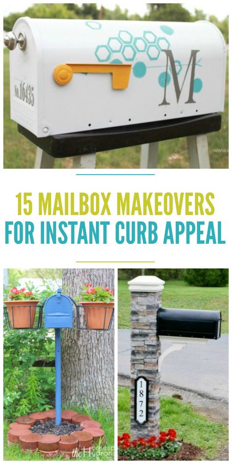 15 Mailbox Makeovers for Instant Curb Appeal Mailboxes Ideas, Mailbox Landscape, Mailbox Decorations, Mailbox Designs, Stone Mailbox, Mailbox Planter, Colorful Landscaping, Post Mailbox, Mailbox Garden