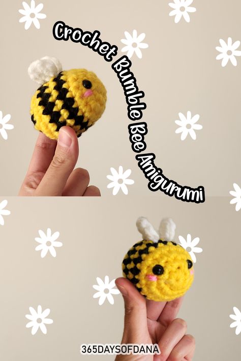 A detailed crochet tutorial for a bumble bee amigurumi. Great for beginners. Works great as a keychain. Amigurumi Bee Keychain, Crochet Tiny Bee Pattern Free, Small Bumble Bee Crochet Pattern, Mini Bee Amigurumi Free Pattern, Bee Keychain Crochet Pattern, Mini Bumble Bee Crochet Pattern Free, Tiny Bee Crochet Pattern, Amigurumi Bumble Bee, Crochet Patterns Bee