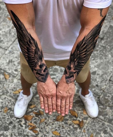 86 Tattoo, Forearm Wing Tattoo, Wing Tattoo Arm, Voll Arm-tattoos, Wing Tattoo Men, Wing Tattoo Designs, Forarm Tattoos, Forearm Sleeve Tattoos, Cool Forearm Tattoos