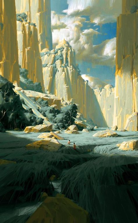 Fantasy Landscape Concept Art, Game Environment Design, Environmental Concept Art, Alien Environment, Campus Landscape Design, Concept Art Environment, Stylized Landscape, Stylized Environment, Environment Painting