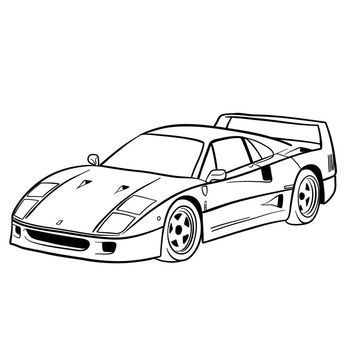 Gta Colouring Pages, Cool Car Drawings Easy, Ferrari F40 Drawing, Car Drawing Easy, Easy Drawing Guides, Cars Coloring, Tattoo Outline Drawing, Drawing Guides, Car Shade