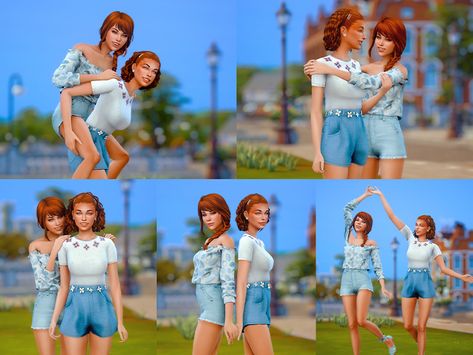 Sims 4 Kids Poses, Sims 4 Couple Poses, 4 Best Friends, 4 Poses, Sims 4 Family, Sister Poses, Sibling Poses, Best Friend Poses, Sims 4 Characters