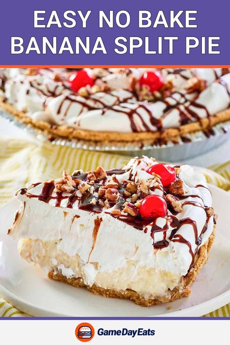 Banana Split Pie is an irresistible dessert with all the flavors of the ice cream treat. Get the easy recipe and find out how to make the best banana split pie with cream cheese. This no bake dessert is perfect for any occasion. Banana Split Pie Recipe, Banana Split Pie No Bake, Banana Split No Bake Dessert, No Bake Banana Split Pie, Easy No Bake Banana Split Cake, No Bake Banana Split Cheesecake, No Bake Banana Split Dessert, Healthy Banana Split Dessert, Easy No Bake Banana Split Dessert