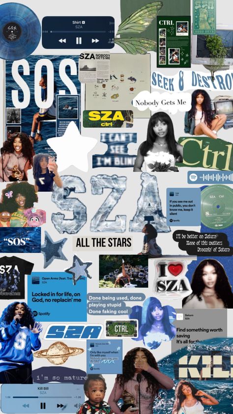 SZA #SZA#wallpaper #vibes #foryou Sza Vibe, Sza Quotes Wallpaper, Sza Aesthetic Blue, Sza Collage, Sza Sos, Sza Aesthetic, Sza Wallpapers, Sza Aesthetic Wallpaper, Sza Aesthetic Wallpaper Blue