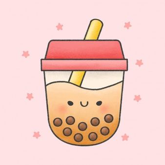 Cute bubble milk tea fresh drink cartoon hand drawn style