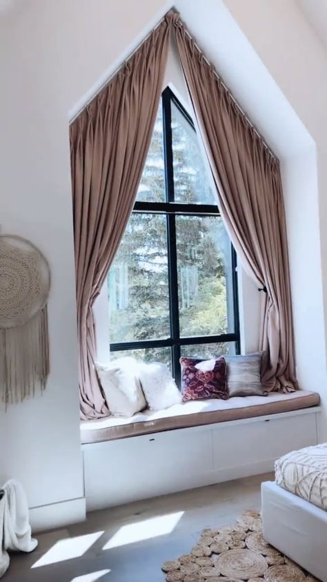 Off Center Window, Gable Window, Bedroom Inspirations Master, Home Greenhouse, Bedroom Wall Designs, Cottage Bedroom, Bedroom Wall Decor, Bedroom Windows, Updating House