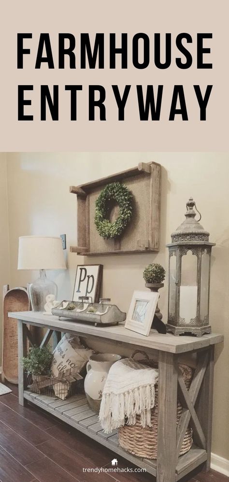 Hawaii Condo, Farmhouse Entry, Vibeke Design, Farmhouse Console Table, Tafel Decor, Fall Living Room, Farmhouse Decor Living Room, Entry Table, Country House Decor