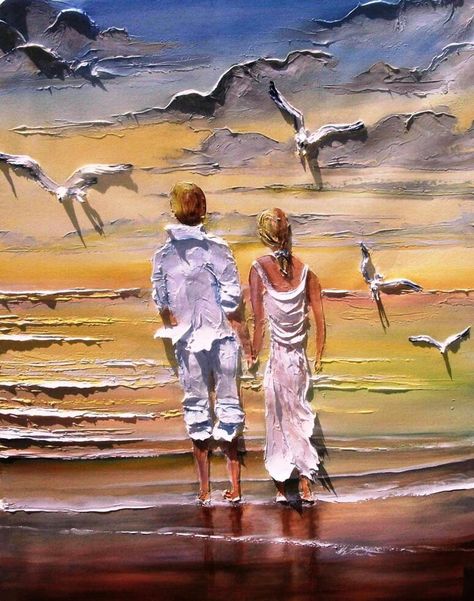 Palette Knife Art, Hal Decor, Painting People, Knife Art, Hur Man Målar, Palette Knife Painting, Impasto Painting, Knife Painting, Ocean Painting