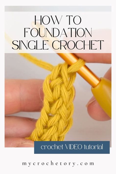 How to Foundation single crochet (Fsc) - MyCrochetory Single Foundation Crochet, Foundationless Single Crochet, Foundation Sc Crochet, Foundation Single Crochet How To, Crochet Foundation Single Crochet, Foundation Crochet Stitch, Foundation Single Crochet Tutorial, Crochet Learning Step By Step, Foundation Stitch Crochet