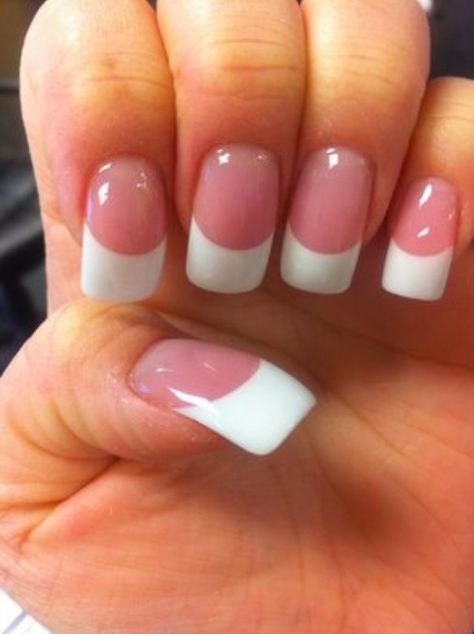 Perfect Pink & Whites White Tip Nail Designs, White Tip Acrylic Nails, White Tip Nails, Nail Acrylic, Curved Nails, Easy Nails, White Acrylic Nails, Polish Ideas, French Tip Acrylic Nails