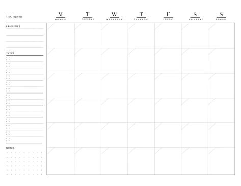 Good Notes Monthly Planner Template, Monthly Planner Template Landscape, Month Schedule Planner, Month Planner Template, Goodnotes Monthly Planner, Monthly Bullet Journal Layout, Monthly List, Free Planner Inserts, Planner Monthly Layout