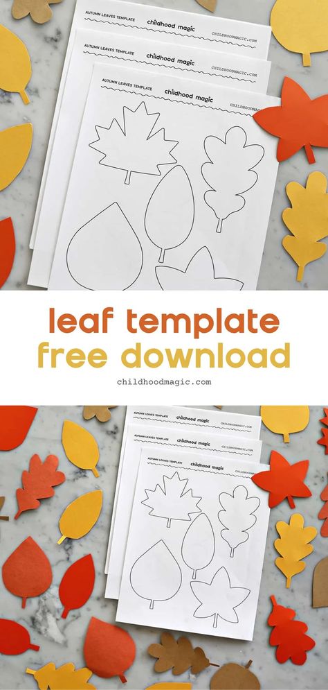 Leaf Template - Free Printable - Childhood Magic The Leaf Man Craft, Autumn Leaf Template Free Printable, Free Printable Leaves Leaf Template, Fall Leaf Cutout Template, Fall Leaf Handprint Crafts, Kindergarten Leaf Craft, Leaf Cut Out Template, Leaf Cutout Template Free Printable, Leaf Outlines Free Printable