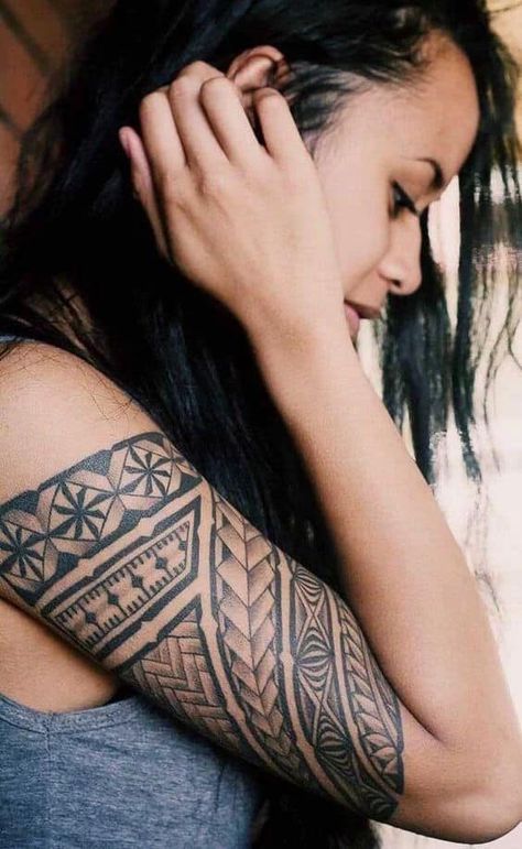 120 Pretty And Girly Half-Sleeve Tattoo Ideas For Females Maori Tattoo Frau, Polynesian Tattoos Women, Maori Tattoos, Polynesian Tattoos, Polynesian Tattoo Designs, Marquesan Tattoos, Maori Tattoo Designs, Hawaiian Tattoo, Irezumi Tattoos