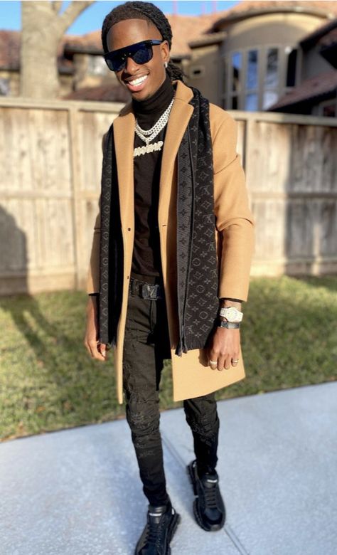 Winter Black Man Outfit, Black Man Outfits Street Style Winter, Turtle Neck Outfit Black Men, Black Guy Winter Outfits, Luxury Black Men's Turtleneck, Dude Outfits, Drip Style, Stylish Business Outfits, Dreads Hairstyles