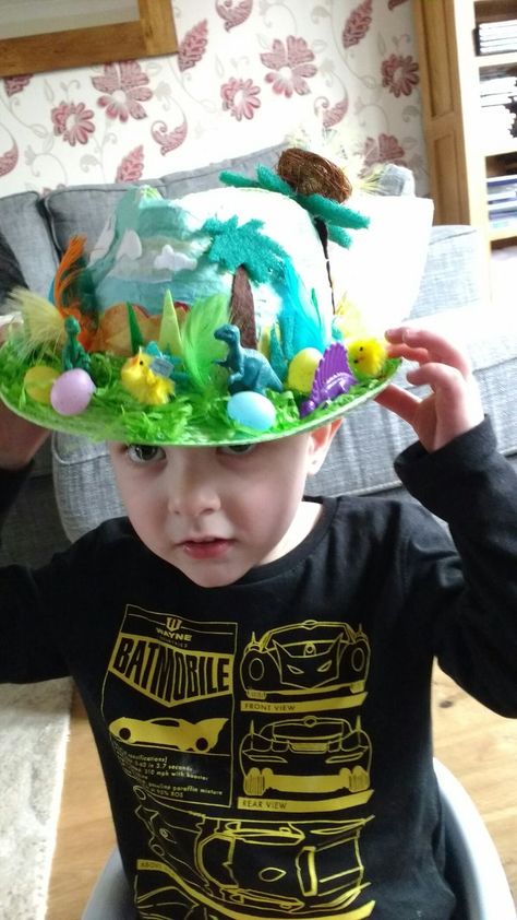 Dinosaur Easter Hat, Dinosaur Easter Bonnet, Boys Easter Hat, Braille Activities, Purim Crafts, Easter Hat Parade, Easter Bonnets, Crazy Hat, Easter Hat