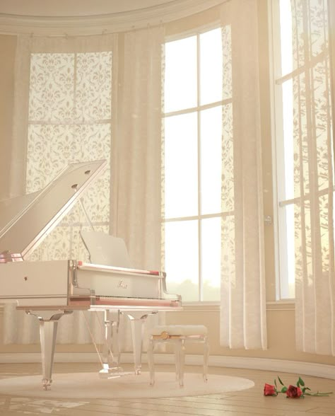 Glass Piano Aesthetic, White Grand Piano Aesthetic, White Piano Aesthetic, Piano Room Aesthetic, Grand Piano Aesthetic, Piano Lights, White Grand Piano, Aesthetic Piano, Glass Piano