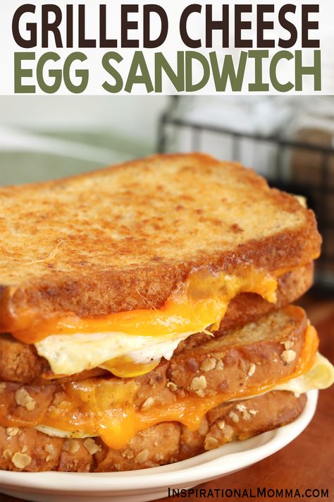 This grilled cheese and egg sandwich combines a fried egg with classic grilled cheese for a sandwich that's easy and delicious. #inspirationalmomma #grilledcheeseandeggsandwich #grilledcheeseeggsandwich #grilledcheesesandwich #grilledcheeserecipe Sausage Egg Sandwich, Basic Grilled Cheese, Gourmet Grilled Cheese Sandwich, Fried Egg Sandwich, Grilled Ham And Cheese, Egg And Cheese Sandwich, Gourmet Grilled Cheese, Classic Grilled Cheese, Sausage Sandwiches