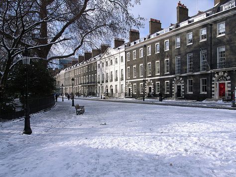 London, Bloomsbury & Fitzrovia, Bedford Square in Winter London Bloomsbury, Snowy London, London In Winter, London Snow, Bloomsbury London, London Square, Andrea Palladio, London Venues, Beautiful London