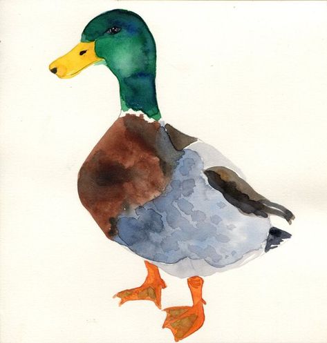 Hannah Clark - Paintings for Sale | Artfinder Watercolor Ducks, Applique Butterflies, Duck Watercolor, Akvarel Illustration, Duck Painting, Duck Pictures, Basket Drawing, Watercolor Paintings Of Animals, Farm Paintings