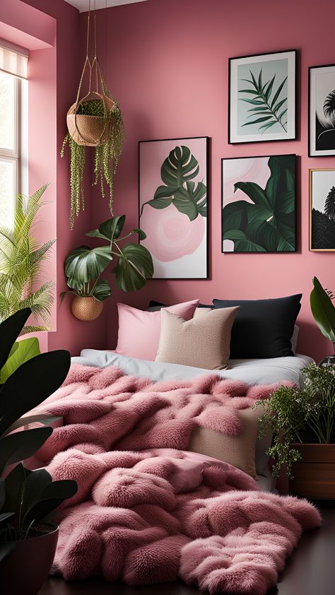 Cozy Comfort in Pink: Hygge-Inspired Bedroom Pink Bedroom Walls, Ultimate Bedroom, Pink Bedroom Design, College Apartment Living Room, Pink Paradise, Apartment Decorating On A Budget, Pink Bedroom Decor, Blush Beauty, Beautifully Organized