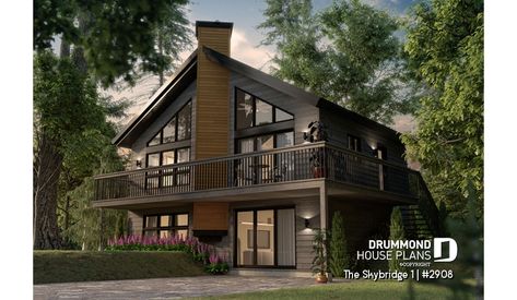 front - BASE MODEL of house plan 2908 Chalet House Plans, Drummond House Plans, Mountain House Plans, Cabin House Plans, Lake House Plans, Modern Style House Plans, Cottage Plan, Lake Cabins, A Frame House