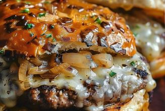 French Onion Soup Burgers French Onion Dip Burgers, French Onion Soup Burger Recipe, French Onion Soup Burger, Onion Soup Burgers, Onion Burger, Lipton Onion Soup Mix, Burger Seasoning, French Onion Dip, Gluten Free Main Dishes