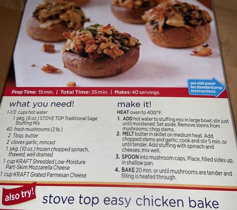 Stuffed Mushrooms With Stovetop Stuffing, Stovetop Stuffing, Stove Top Stuffing Recipes, Stuffed Mushrooms Easy, Thanksgiving Appetizers Easy, Thanksgiving Desserts Easy, Stuffed Mushroom, Stove Top Recipes, Savory Herb