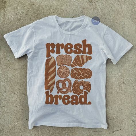 baked fresh 🍞🥖🥨🥐🥯🧑🏻‍🍳 Etsy: milkdesignsshop.etsy.com Pretzel Bagel, Sourdough Pretzel, Baker Aesthetic, Kidcore Clothing, Bread Baguette, Kawaii Tops, Clothing Kawaii, Kawaii Shirt, Y2k Shirts